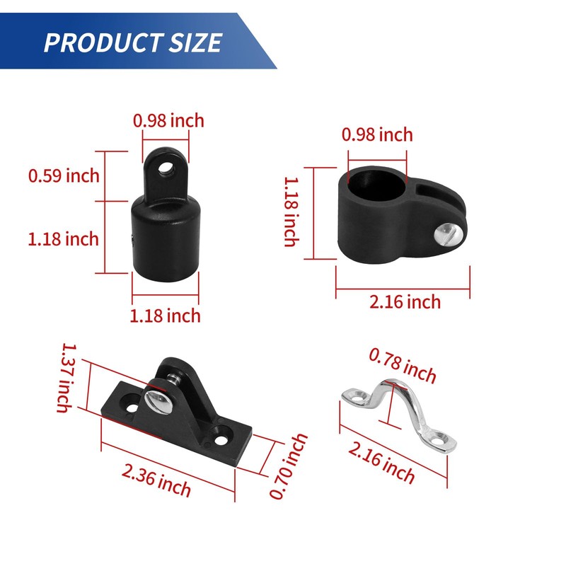 ZUDKSUY 12Pcs Boat Bimini Top Hardware Set, 7/8 Inch Nylon