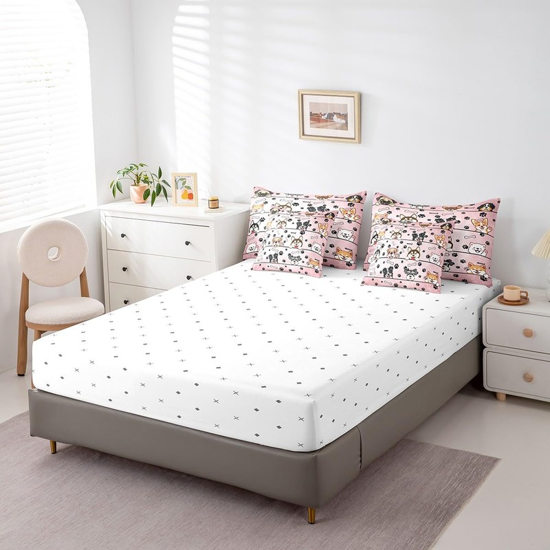 Manfei Cute Dog Comforter Set in a Bag 7 Pieces