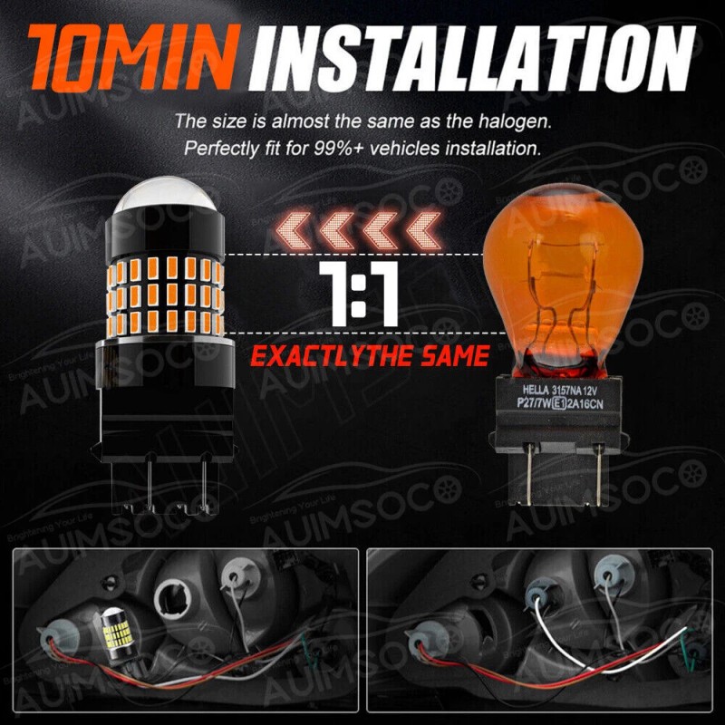 AUIMSOCO For 2001-2004 Toyota Tacoma 3157 Amber LED Front Turn