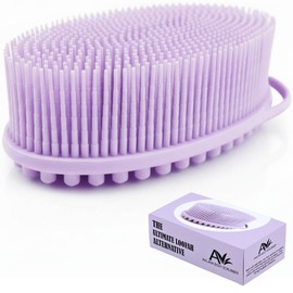 Silicone Body Scrubber for Shower - Gentle Exfoliating Back Scrubber with Soft Bristles - Avilana Premium Dual Sided Bath Brush Massage - Loofah Alternative for Sensitive Skin - Gift Women Men