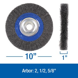 Mercer Industries 183040B - 10" x 1" x 2", 1/2", 5/8" Crimped Wire Wheel, .014 Carbon Steel