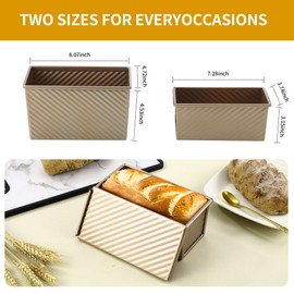 DUBUOZA Non-Stick Bread Toast Mould with Lid 2 Pieces Toast Baking Mould with Lid Baking Mould Toast Bread with Lid Bread Baking Mould with Lid Suitable for Baking Bread, Pastries and Cakes