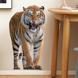 Ferocious Tiger Wall Stickers, sacinora Realistic Wild Animal Wall Decals Removable Vinyl Peel and Stick for Living Room Bedroom Children's Room Sofa TV Background Art Decorations