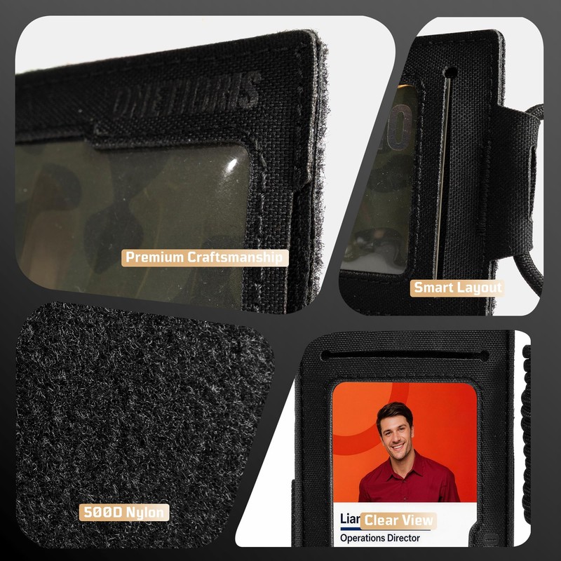 OneTigris RFID Blocking Slim ID Card Badge Holder with Adjustable