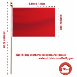NJ & NJBW Mini Solid Colour Red Orange Yellow Green Blue Purple Pink White Black Blank Flag on Wooden Stick Small Miniature Handheld Rectangle Plain Pole Empty Flags Decorations for DIY