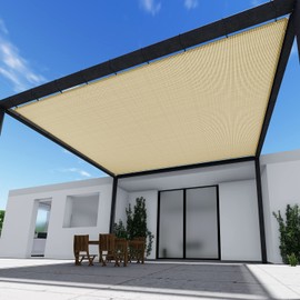 TANG Sunshades Depot 4'x11' Straight Side Sun Shade Sail 180 GSM Beach Sand Patio Rectangle Shade Fabric Shelter Deck Dock Carport Driveway Pergola Cover Backyard Deck 3Year Warranty