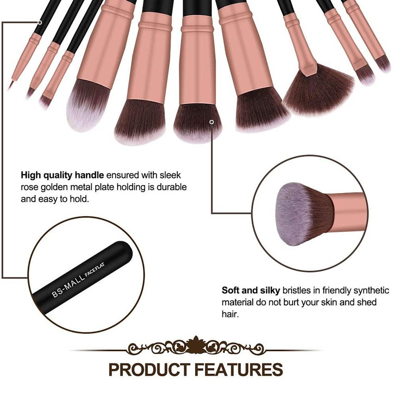BS-Mall 18pcs BS-MALL Makeup Brushes Premium Synthetic Professional Eye Brushes