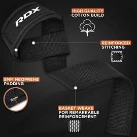 RDX Weight Lifting Straps,Powerlifting Deadlifting, Anti Slip 60CM Hand Bar Grip, 5MM Neoprene Wrist Support, Heavy Duty Weightlifting Bodybuilding Workout