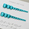 NICENEEDED 24 PCS Blue Press on Toenails, Short Sqaure Shiny
