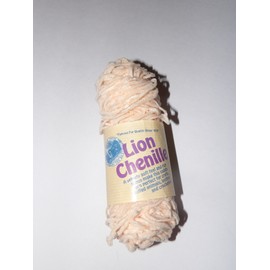 Lion Chenille Yarn #123 Natural 1.4 ounce Skein Velvety Soft Feel and Rich Sheen