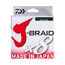 Daiwa J-Braid 8 Braid 0.10mm, 6,0kg/13,0lbs, 150m dark green