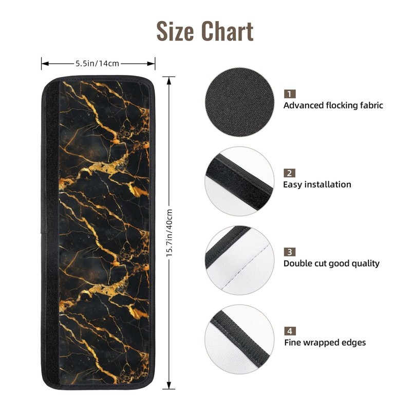 NeuKim 4 PCS Black Golden Marble Refrigerator Door Handle Covers