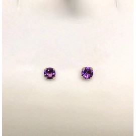 Unbranded Amethyst Stud Earrings AAA Grade Sterling Silver Round February Purple 4mm kids