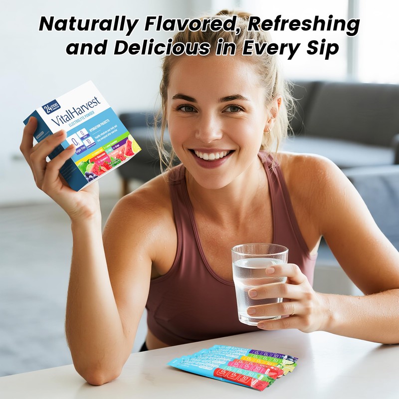24 Sticks Electrolytes Powder Packets 7 Flavors Sugar Free Hydration