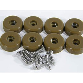 Cutting Board Rubber Bumper Feet 3/4" DIA x 1/4" Low Profile Silicone with Stainless Steel Screws (24, Brown)