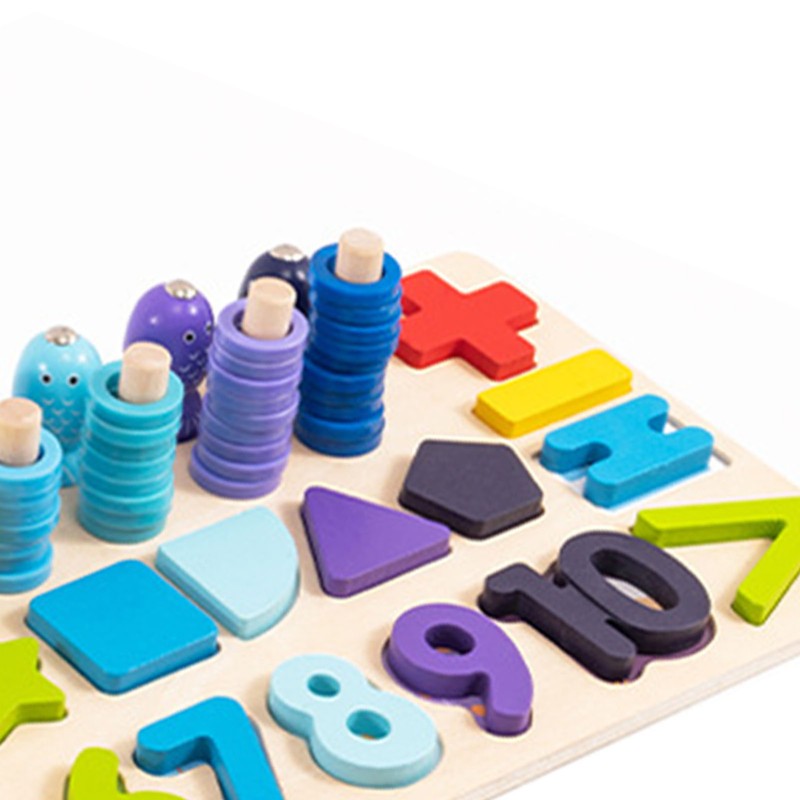 Number Sorting Toys 10 Shapes 1 to 10 Numbers Wooden