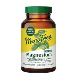 MegaFood Suplemento de glicinato de magnesio, citrato y malato de 300 mg, mezcla altamente absorbible para apoyar el corazn, la salud nerviosa y la...