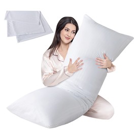 Cosybay Full Body Pillow Insert with White Cover- Fluffy Long Bed Pillow for Adults - Firm Large Body Pillow with Washable Cover for Side and Back Sleepers - 20x54 Inch(White)