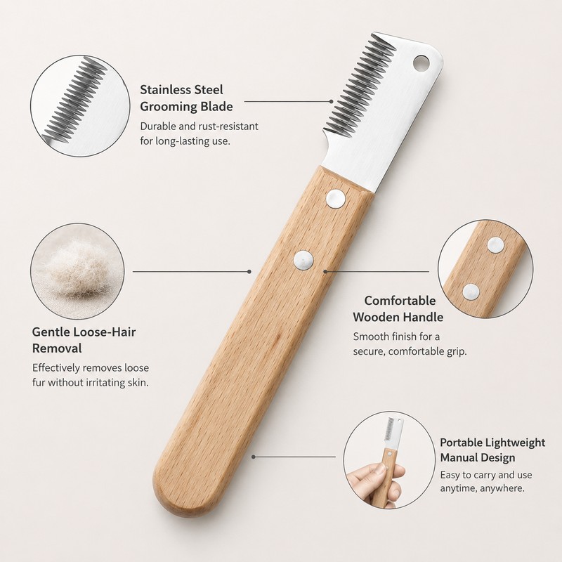 Pet Deshedding Comb for Dogs & Cats – Stainless Steel