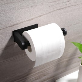 YIGII Toilet Paper Holder Self Adhesive - Black Toilet Roll Holder Adhesive Toilet Tissue Holder Stick on Wall for Bathroom and Kitchen, SUS 304 Stainless Steel