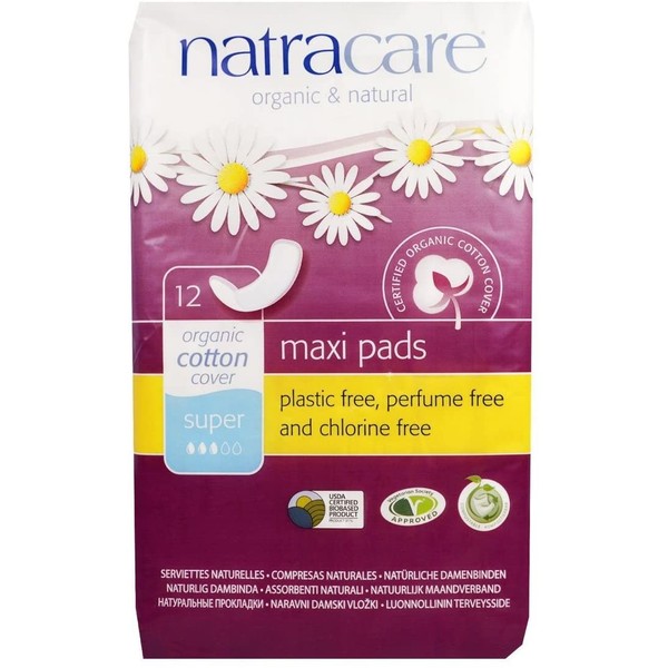 Natracare Natural Maxi Pad Super, 12 count