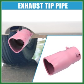 Motoforti Car Exhaust Tip Heart Shaped Tail Pipe 2.48Inch OD 2.64x2.36Inch Outlet 5.43Inch Length Straight Bolt-On Muffler Tip Metal Pink Long-Lasting