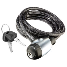 Schwinn Bike Cable Lock with Keys, 6 ft x 8 mm, Black, Durable Steel, Protective Vinyl Cover, Carrying Bracket for Transport, Anti Theft Protection, Bike Lock Cable for Security