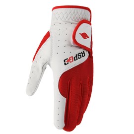 RSPGO Men's and Women's Single Pack Left - Handed Breathable Golf Gloves Crafted from All - Premium Soft Cabretta Leather for Enhanced Grip and Durability,Red Medium