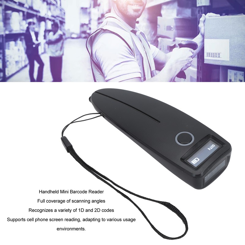 Bluetooth 2D 1D Barcode Scanner Portable Wireless Mini Barcode Reader