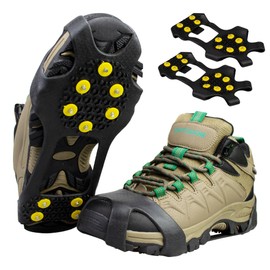 Ice Cleats Snow Crampons for Shoes and Boots 10 Studs Crampons Ice Grips Anit Slip Silicone Rubber Walk Traction Ice Cleats Slip-on Stretch Footwear Walking on Snow and Ice S/M/L/XL (Large)