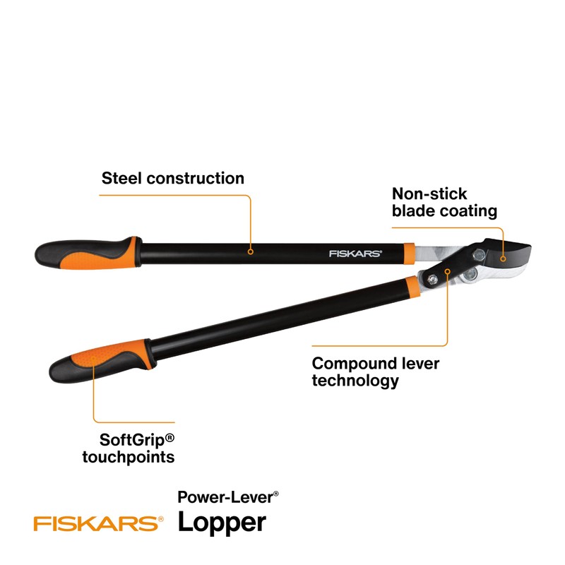 Fiskars 28-Inch Power-Lever Garden Bypass Lopper and Tree Trimmer, Sharp