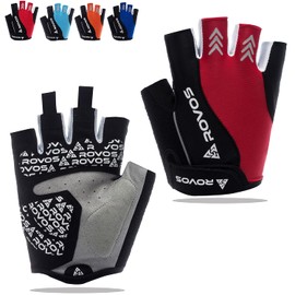 ROVOS Cycling Gloves for Men Women Bike Gloves Bicycle Gloves Padded Half Finger Mountain Bike Gloves Breathable Anti Slip Riding Sports Gloves for Workout Motorcycle Gym Training Outdoor