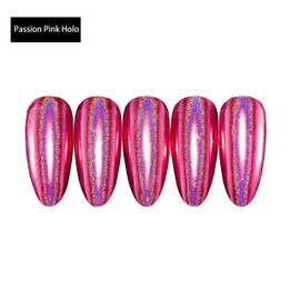3 Colors Holographic Nail Powder Pack- Rose Gold/Passion Pink/Black Chrome Holographic Effect- 0.4g/ Jar