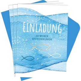 Einladung zu meiner Erstkommunion: 8 Einladungskarten mit Umschlag | mit Goldfolie geprägte Einladungen zur Erstkommunion | 8 Klapp-Karten mit Umschlag (Geschenke zur Erstkommunion)