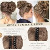 WZNBBOY Ash Brown Curly Wavy Faux Hair Bun Extensions Synthetic