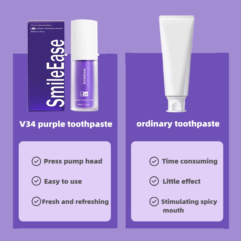 V34 purple toothpaste hismile colour corrector Whitening teeth karang gigi