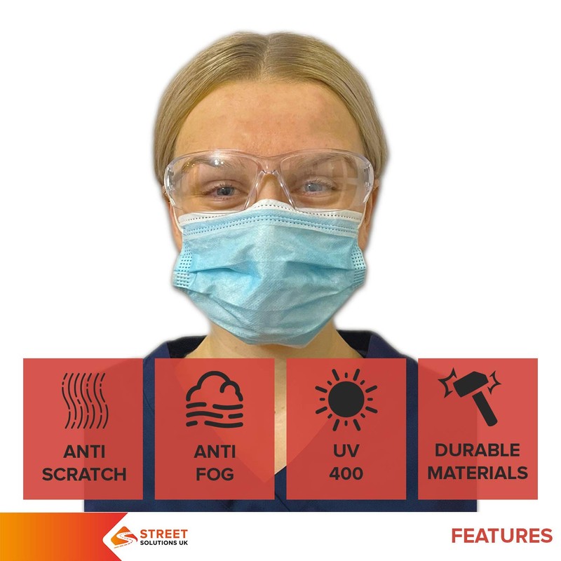 Clear Protective Safety Glasses - Anti Fog Eye Protection -