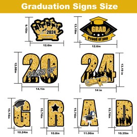 Graduation Yard Signs Class of 2024 Plastic Waterproof Outdoor Graduation Decorations Class of 2024,Graduation Party Decor Congrats Grad Yard Signs (Black & Gold)