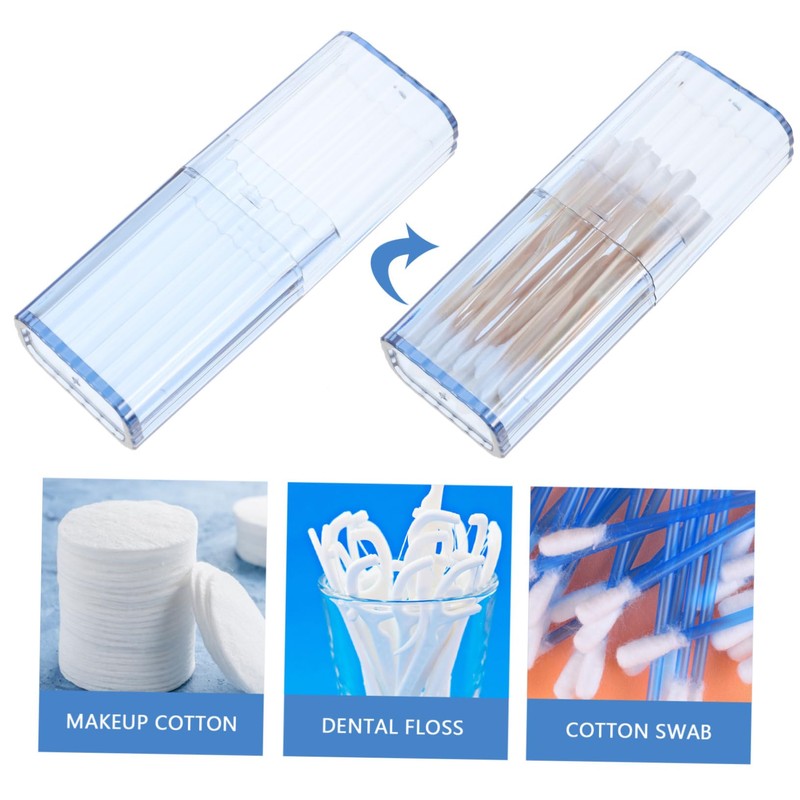 KONTONTY 4pcs Cotton Swabs Holder Storage Box Portable Organiser for