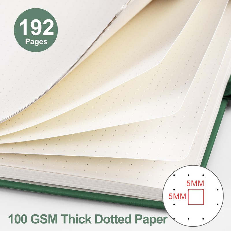 EMSHOI Dotted Notebook A5-100 GSM Hardcover Leather Dotted Journal with