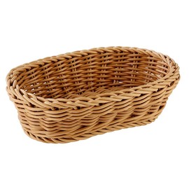 APS Profi Line Oval Basket, Wicker Basket Made of Polypropylene, Dimensions: 19 x 12 cm, Height: 6 cm, Colour: Light Brown
