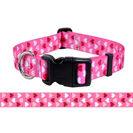 Mihqy Valentine's Day Dog Collar - Adjustable Heart Dog Collar - Love Theme - Perfect for Small Medium Large Dogs(Pink Heart,S)