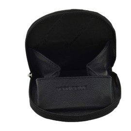 Conte Massimo Men's Genuine Leather Coin Purse, Black with zip, coin purse
