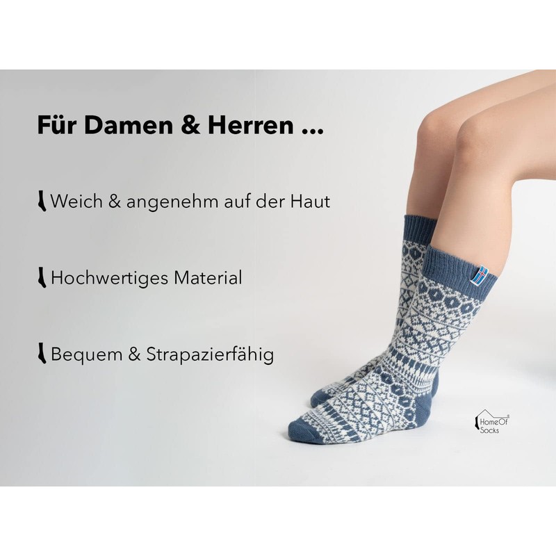 One Pair of 60% Wool Socks Island Flag Scandinavian Design,