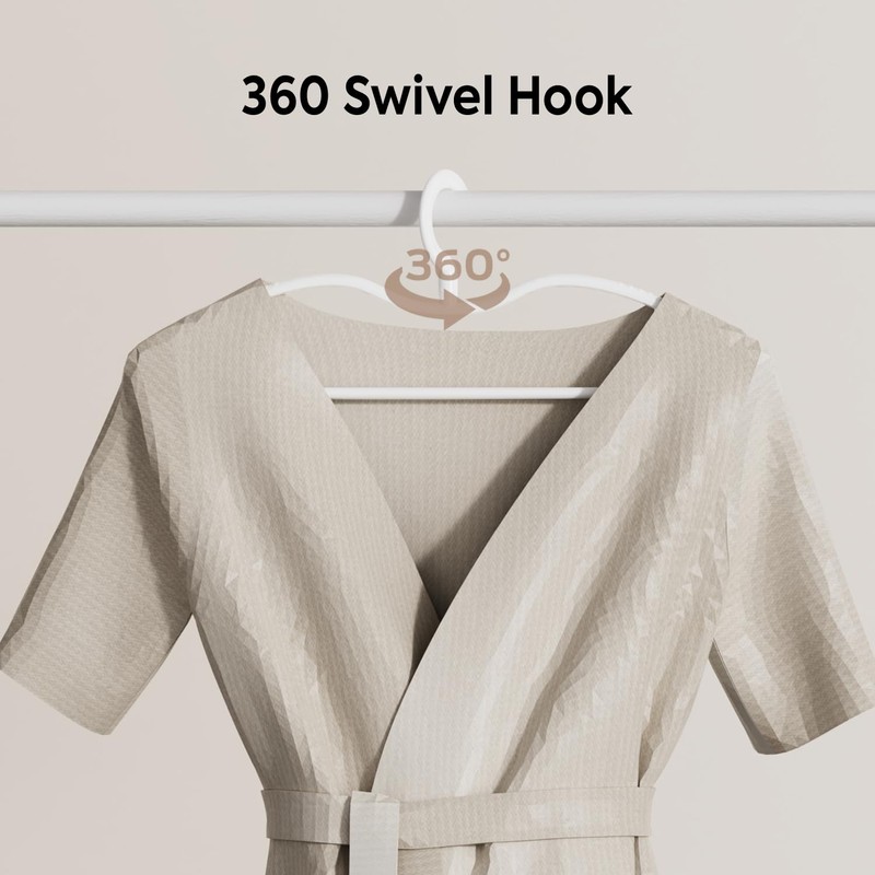 Premium Plastic Coat Hanger with 360 Swivel Hook, 20 Pack,