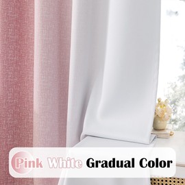 Geomoroccan Ombre 100% Blackout Curtains 63 Inch Length 2 Panels for Bedroom Girls Nursery Pink White Gradient Patterned Room Darkening Thermal Insulated Grommet Window Treatment Drapes,52x63, 2 Set