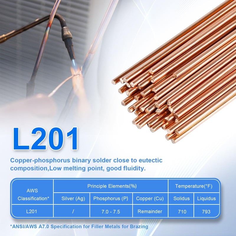 30Pcs Copper Brazing Rods, Phosphor Copper Solder, Phosphor Copper Round