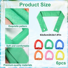 6pcs Cooling Neck Wraps, Polyester Cooling Bandana with Snap Button Neck Cooler Wraps for Women and Men Summer Cycling Outdoor Sport Activities (6 Colors)