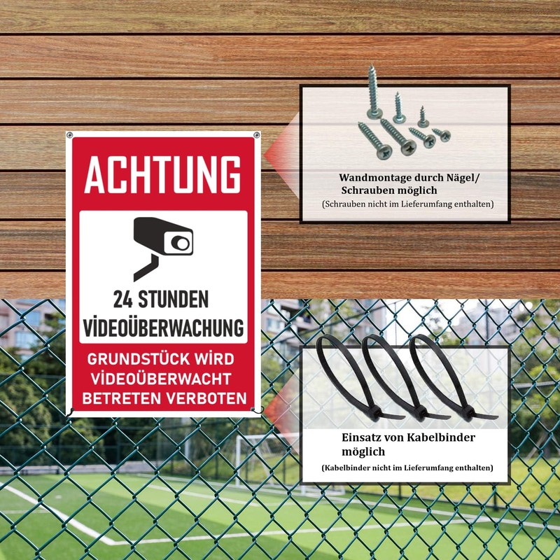 Videoüberwachung Sign, Achtung Videoüberwachung Sign, 20 x 30 cm, Made