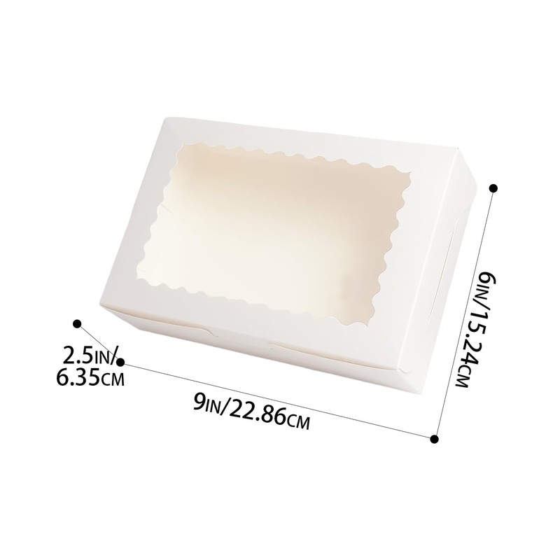Gcardist 15Pcs White Cookie Box with Window 22.9x15.2x6.4cm Pastry Macaron